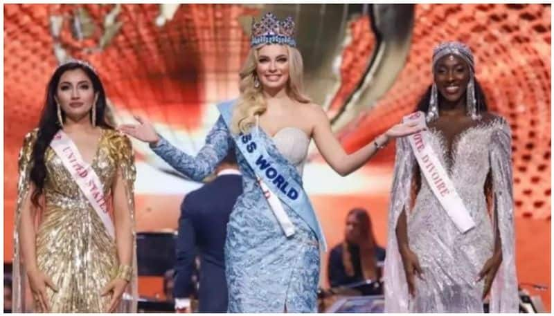 The moment when Polands Karolina Bielawska won the Miss World 2021 crown