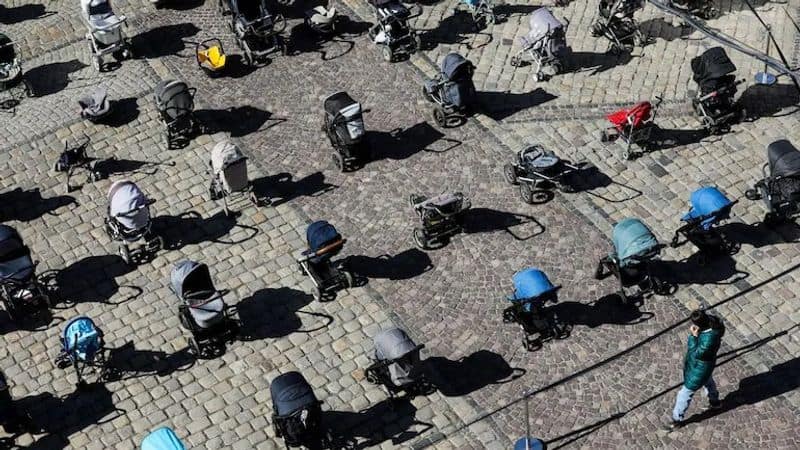 In Ukraine, empty strollers are a symbol of children killed in war