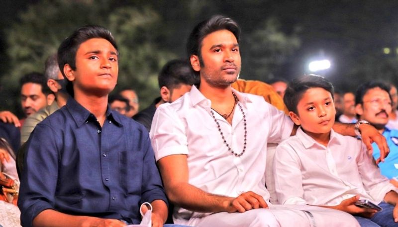 dhanush seen with sons yatra and linga rock with raaja viral photos