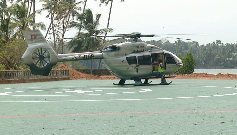 actor Mohanlal land in kollam in B Ravi Pillais owned Rs 100 crore Airbus helicopter