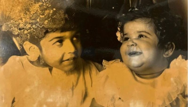 pranav mohanlal share childhood photos with his sister