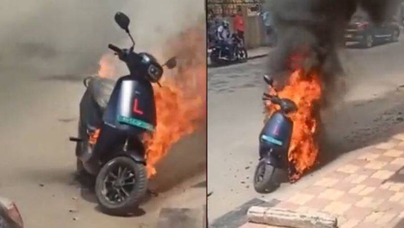 20 electric scooters burn in fiery flames in pune agra highway