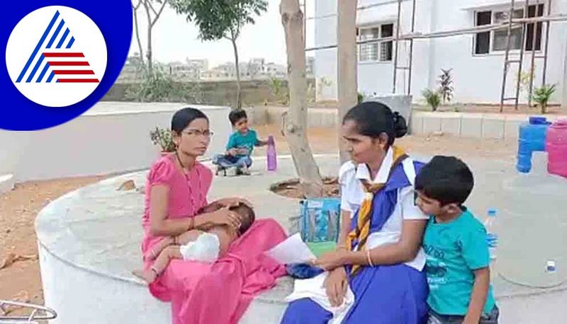 woman wrote sslc exam along with her 4 months baby in vijayapura gvd