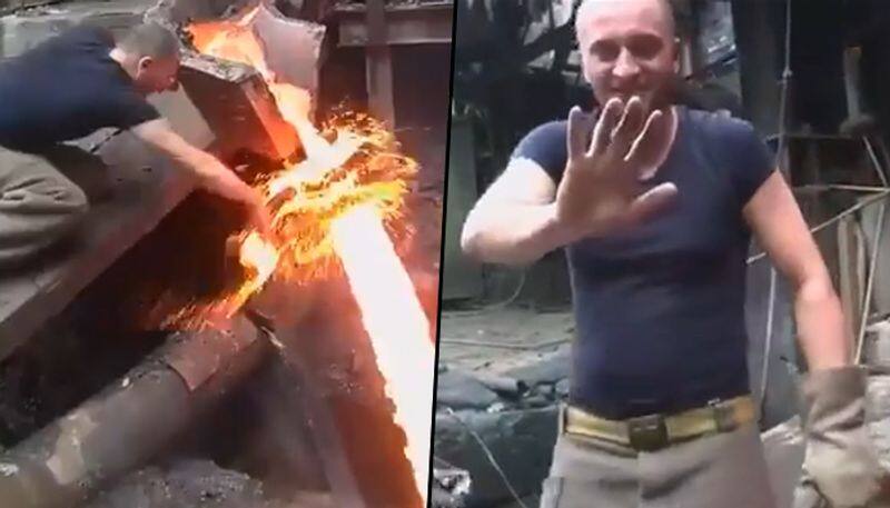 Man passes his bare hand through hot liquid metal, remains Unharmed; watch - gps