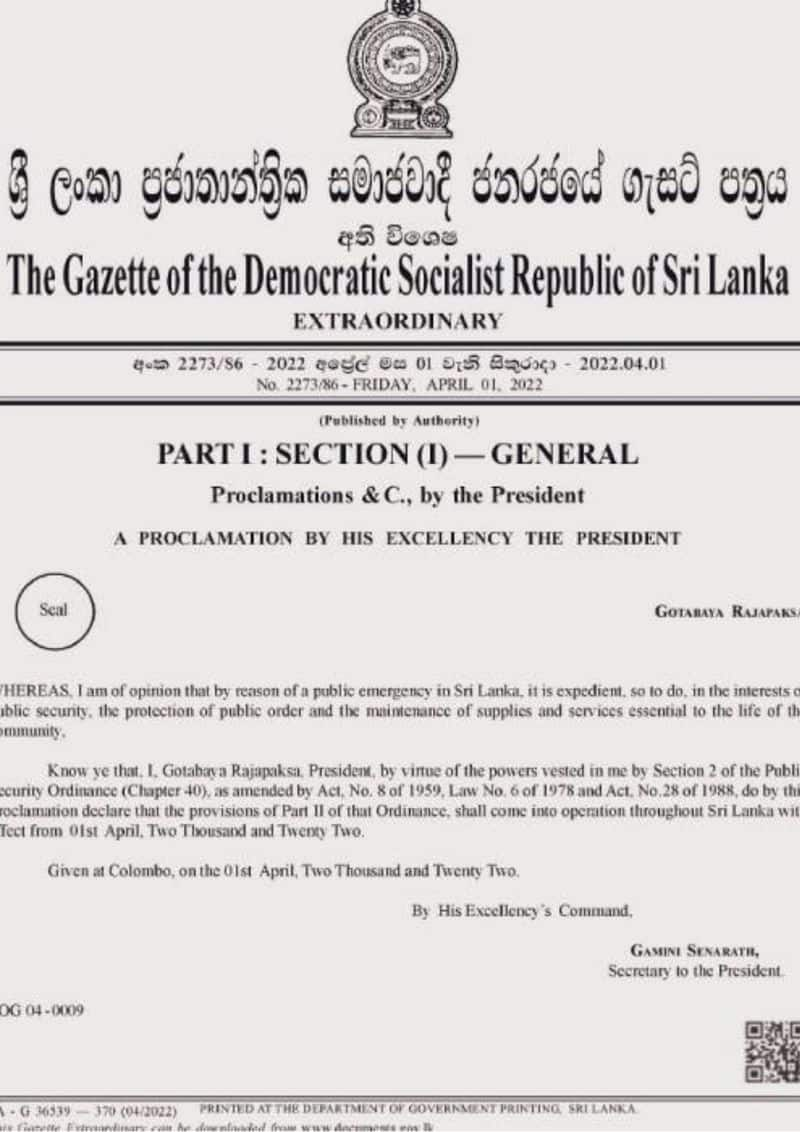 Sri Lanka has declared a state of emergency amid a severe economic crisis