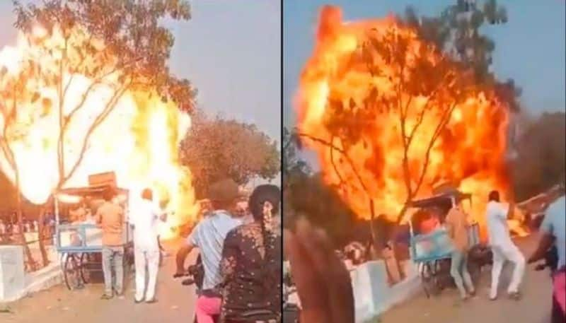 Royal Enfield Bike Explodes Outside Temple in Andhra Pradesh: Watch Video