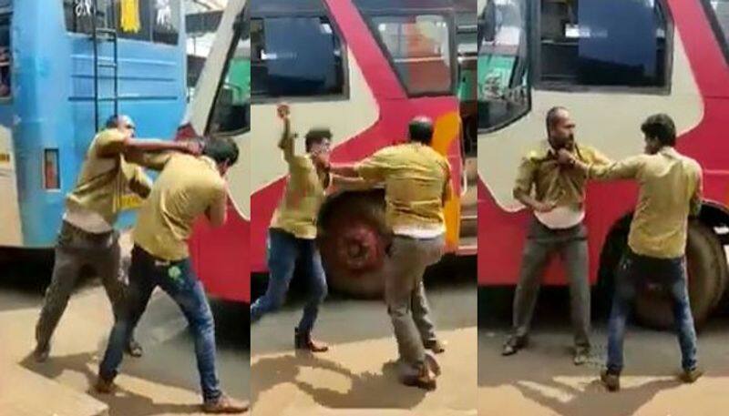 Private bus staff fight over timings in Udupi video goes viral mnj 