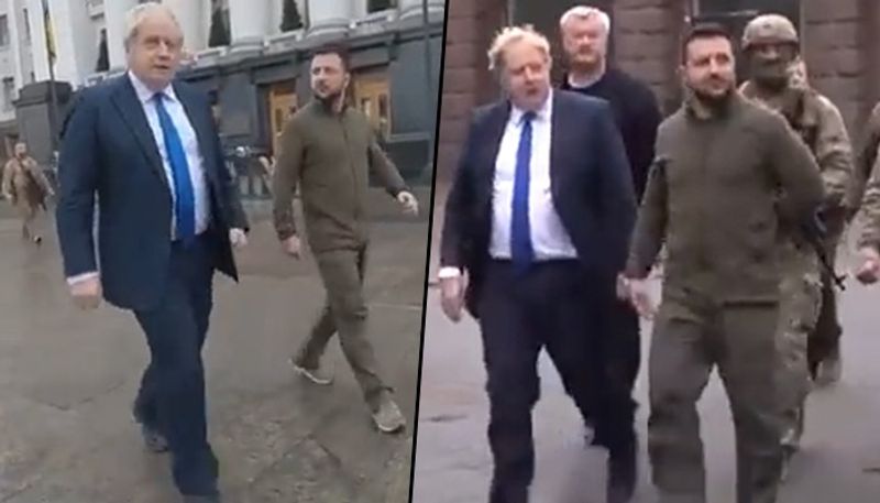 UK PM Boris Johnson Ukraine s Zelenskyy take a walk in Kyiv amid  invasion Watch gcw 