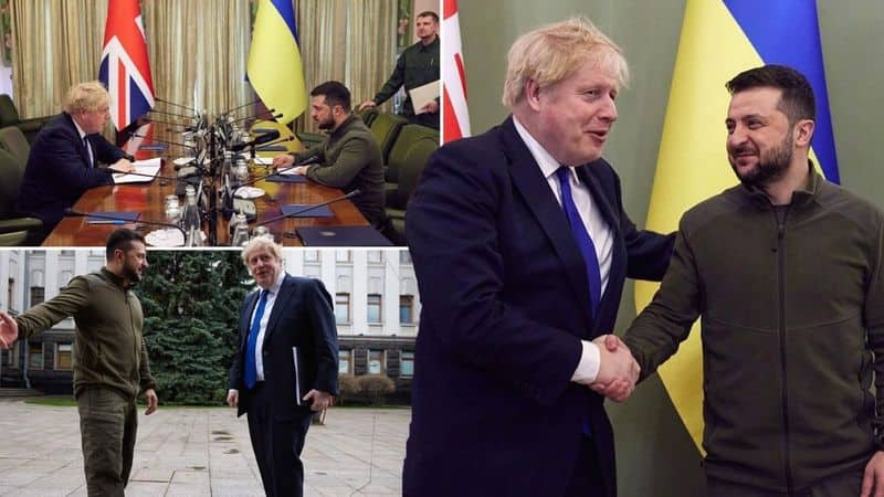 UK Prime Minister Boris Johnson meet with the President of Ukraine zelensky in Kiev city