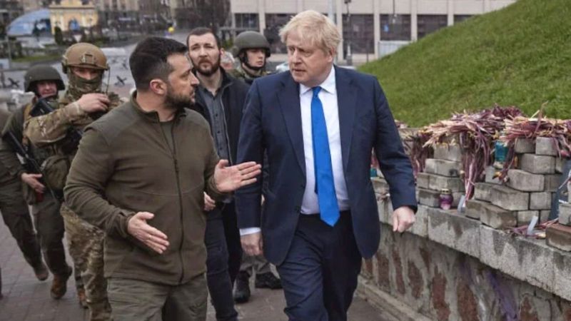 UK Prime Minister Boris Johnson meet with the President of Ukraine zelensky in Kiev city