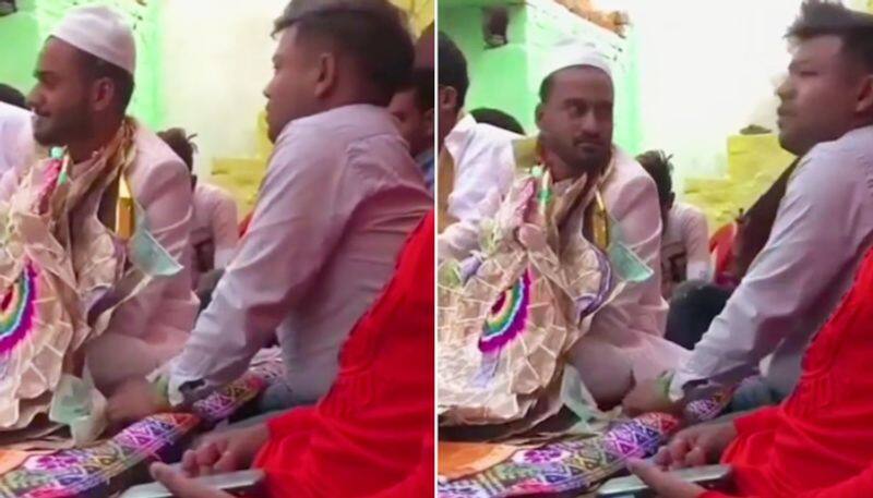 Watch Man stealing money from the groom's garland leaves netizens in splits-tgy