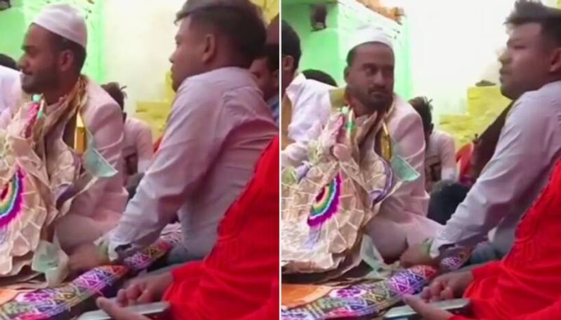 Watch: Man stealing money from the groom's garland leaves netizens in splits