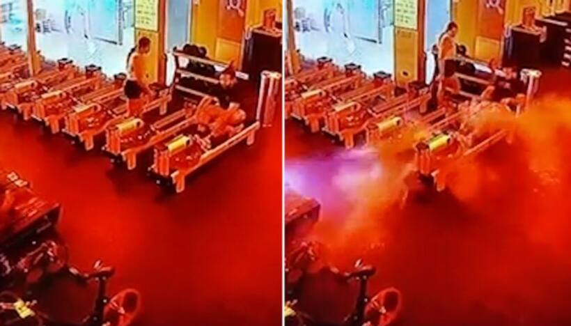 Watch: Water rowing machine burst out mid workout; netizens can't stop their laugh
