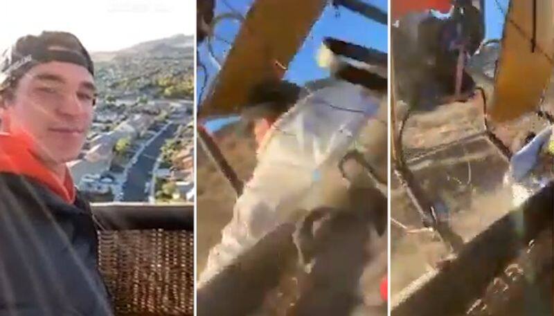 Man in hot air balloon captures moments before crashing; Watch scary video-tgy