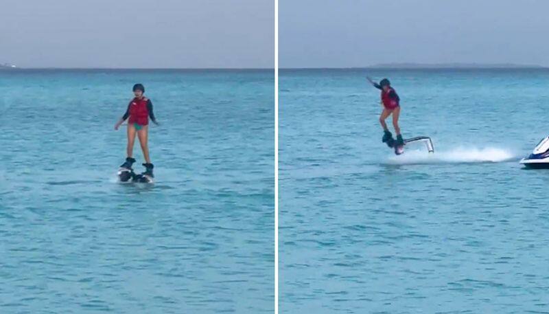 Watch Sunny Leone tries out fly-boarding in the Maldives; leaves internet in splits-tgy