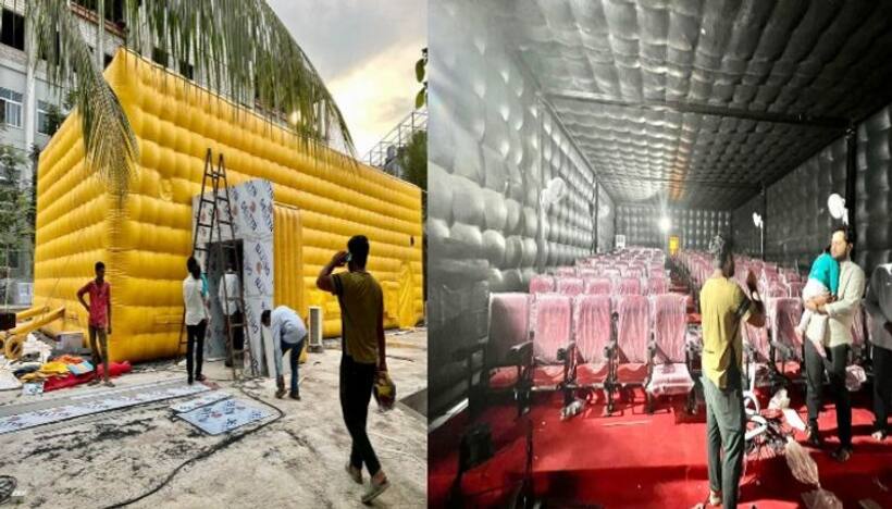 Mobile Theatre : ఆడియెన్స్ కు ఫుల్ కిక్కు..  మొబైల్ సినిమా థియేటర్ రెడీ.. మెగాస్టార్ చిరుతోనే ప్రారంభం..