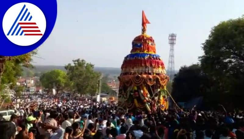 rathotsava descending from the top of a hill in davanagere gvd