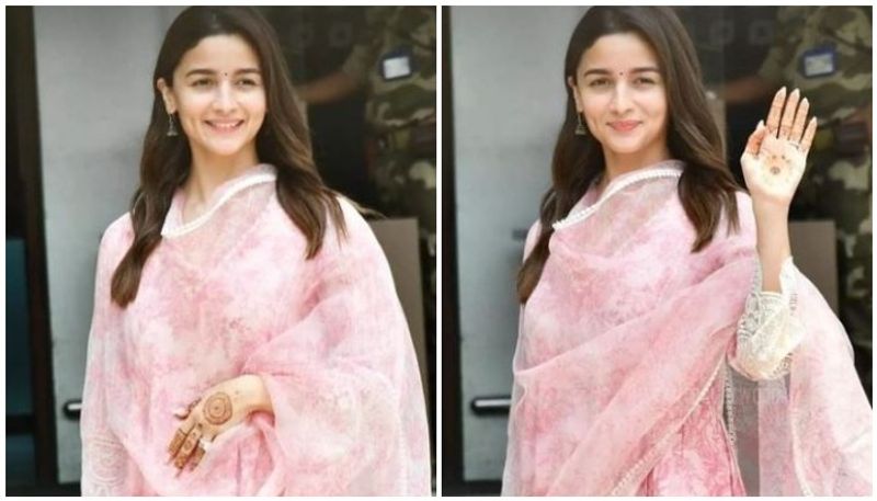 Alia Bhatt pink floral suit embracing summers