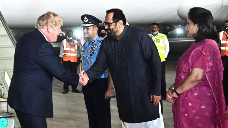 Union Minister Rajiv Chandrasekhar welcomed British Prime Minister Boris Johnson on a two day visit to India