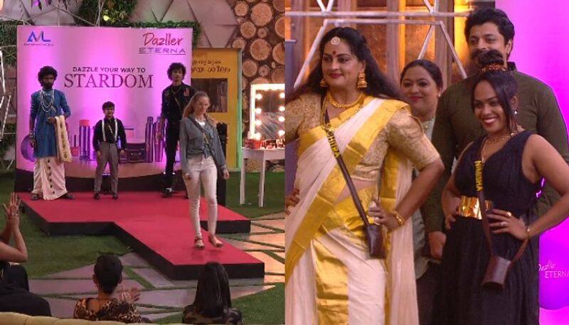 Bigg Boss Malayalam Season 4 contestants Makeup Ramp Walk task 