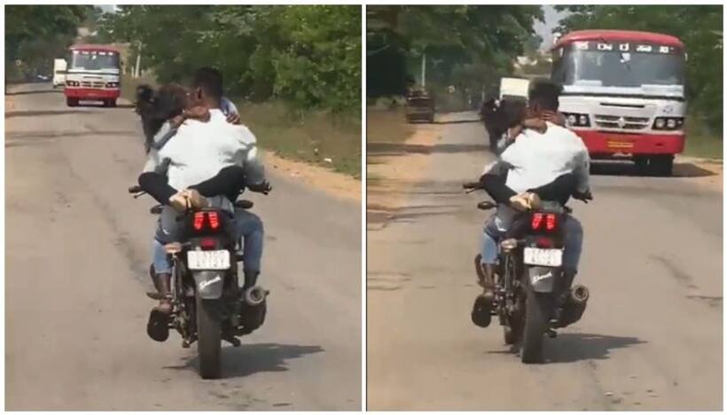 స్కూటీపై ఎదురుగా గర్ల్‌ఫ్రెండ్‌.. రొమాన్స్ చేస్తూ రోడ్లపై చక్కర్లు.. ఆ వ్యక్తితో పోలీసులు ఏం చేయించారంటే?