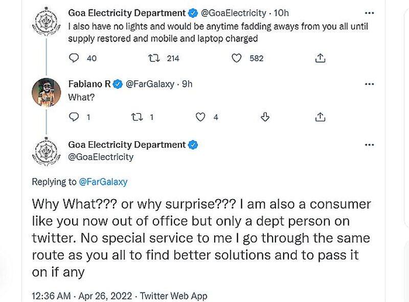 Goa electricity department deleted Twitter posts go viral, earns praise