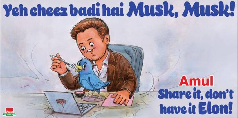 ‘Yeh cheez badi hai Musk, Musk’: Amul’s quirky doodle on Elon Musk’s Twitter takeover