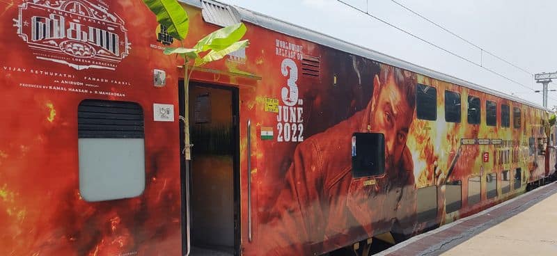 kamalhaasan vikram movie posters in coimbatore to bangalore Double decker train