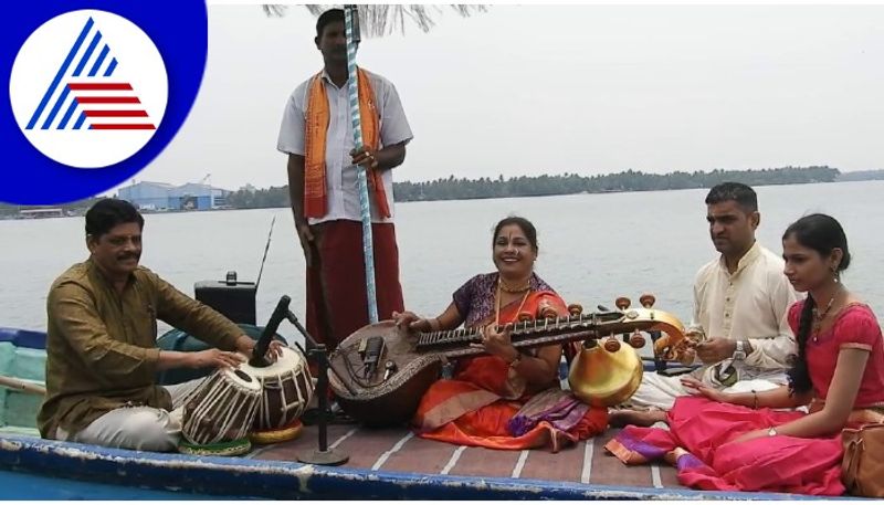 Rare Veena recital that took place on a flowing kodi bengre  river at udupi gow