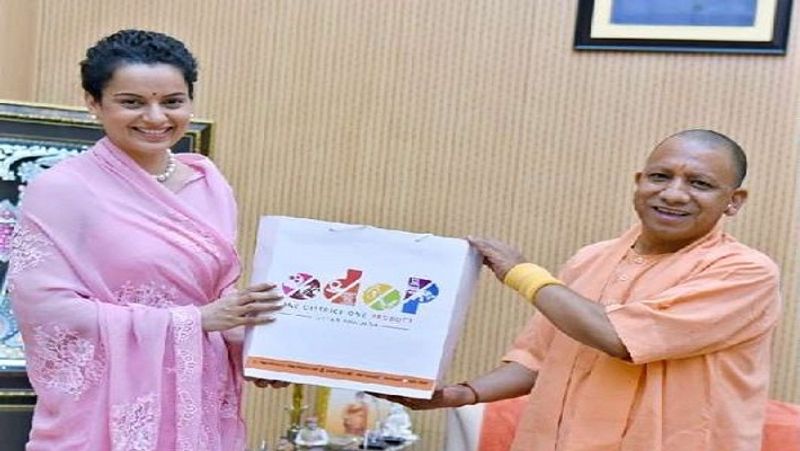 Actor Kangana Ranaut meets UP CM Yogi Adityanath at his residence pod