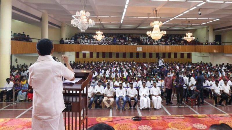 DMK district secretaries meeting decided to hold 100 public meeting on the occasion of Anbazhagan centenary