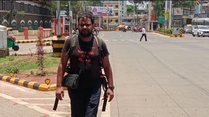 A Delhi Man In Belagavi Who Target 21 thousand KM Padayatra For blood donation awareness rbj