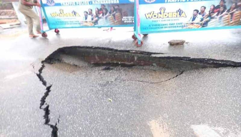 Vehicles Diverts After Road Damaged At Shankar Math  In Hyderabad