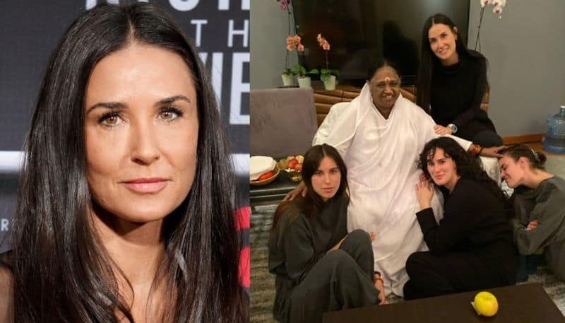 demi moore share photo with mata amritanandamayi