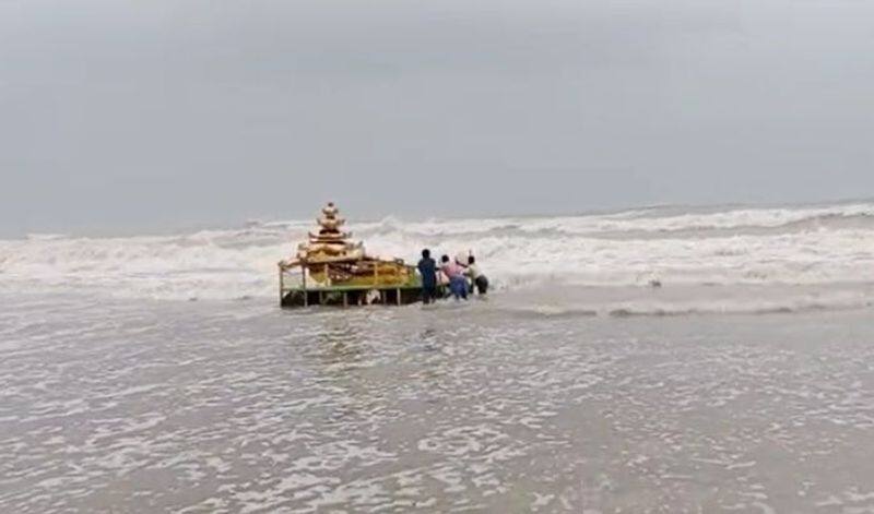 Cyclone Asani: Golden chariot washes ashore Andhra coast