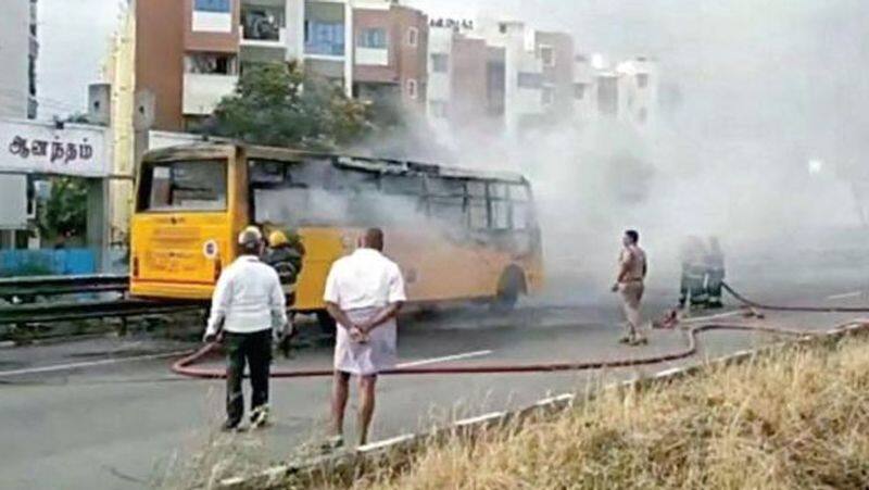 Sudden fire accident on famous private college bus