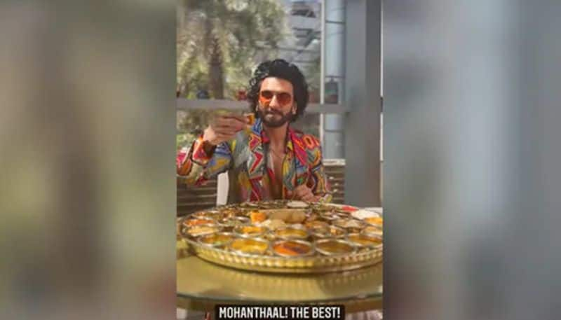 ranveer singh shares photos of having gujarati thali meals