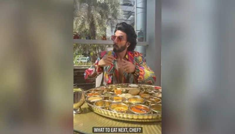 ranveer singh shares photos of having gujarati thali meals