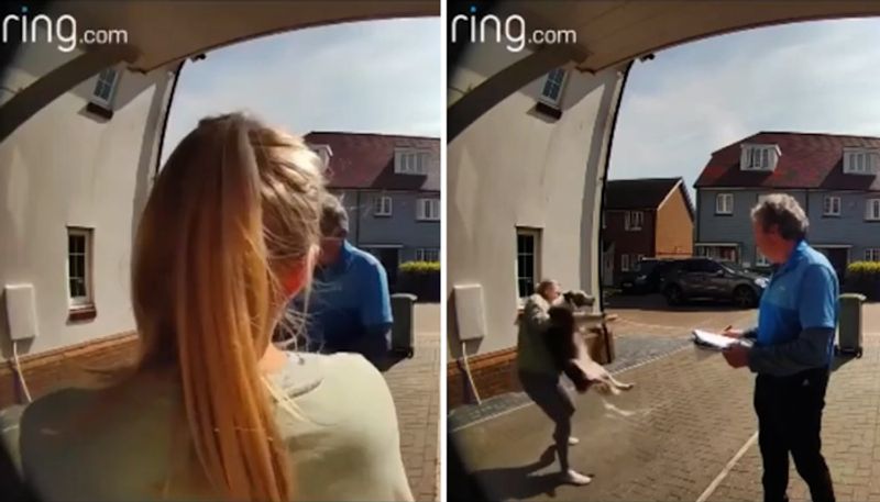 Womans saves her dog after it jumps from window; watch heroic move-tgy