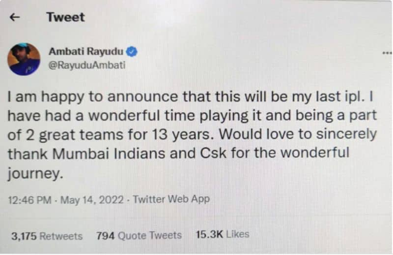 ambati rayudu tweets it will be my last ipl but deletes tweet later