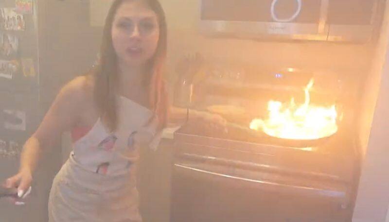 Woman nearly burnt down her kitchen while live-streaming; watch - gps