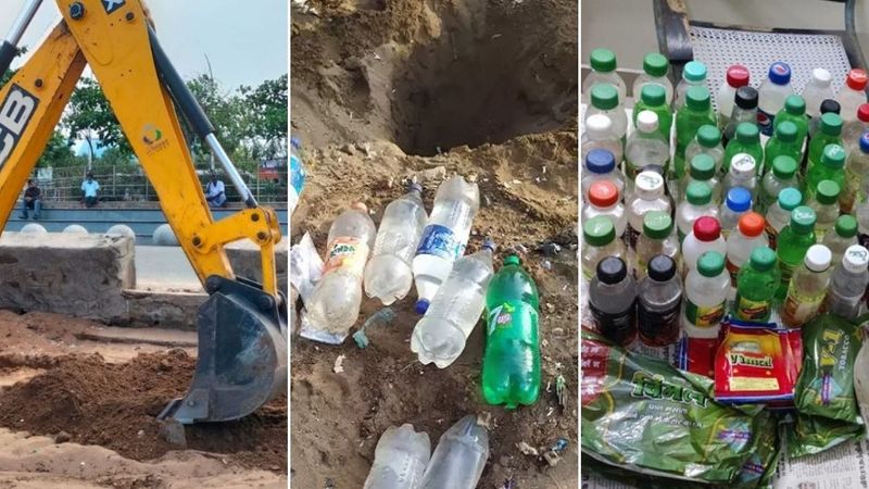 Bottles of liquor dug up at Marina Beach at chennai police shocking news 