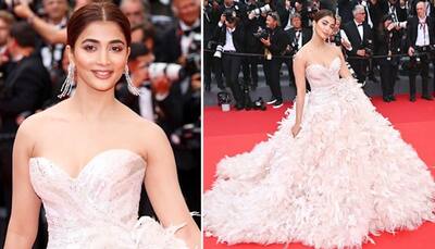 Pooja Hegde dons feathery strapless pink gown at Cannes 2022; see pictures