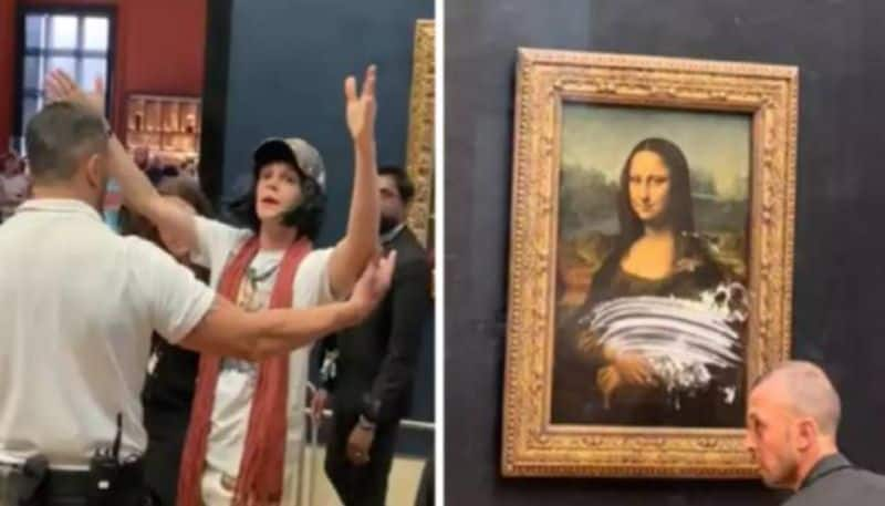 man dressed as old lady tries to vandalise Mona Lisa painting 