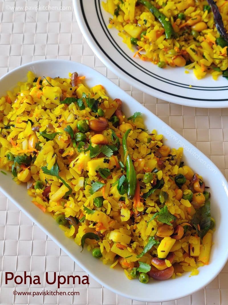 How to make Poha Fried Rice Recipe in Tamil