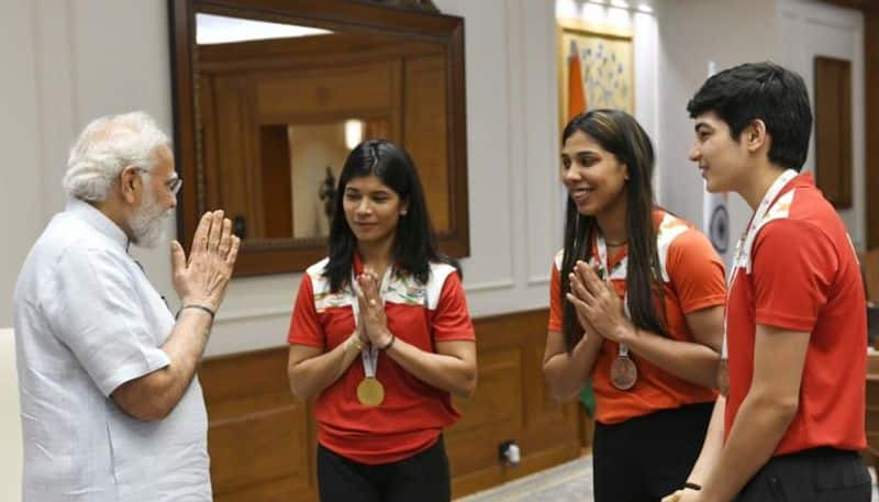 PM Modi Meets World Champion Boxer Nikhat Zareen And Others