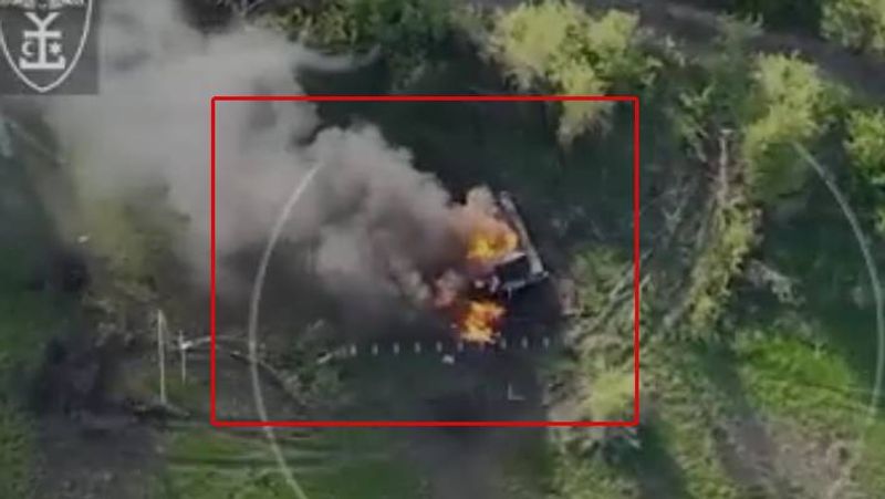 Ukraine War Footage Shows Russian Tank Taking Landmine Missile Hit