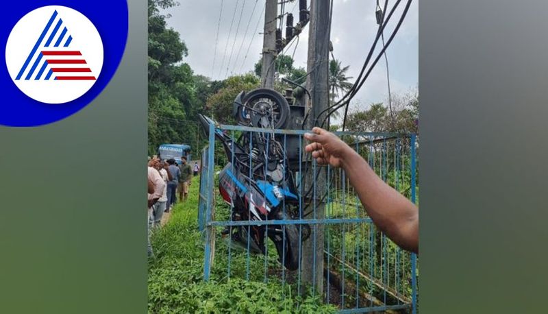 Bike went out of control got stuck inside the fence of the transformer at Vellayamkudi kerala akb