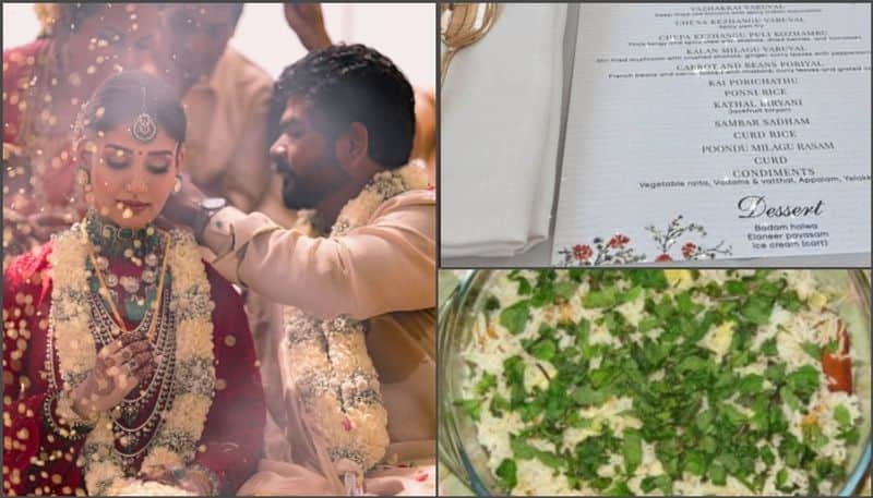 nayanthara vignesh shivan wedding feast menu pics