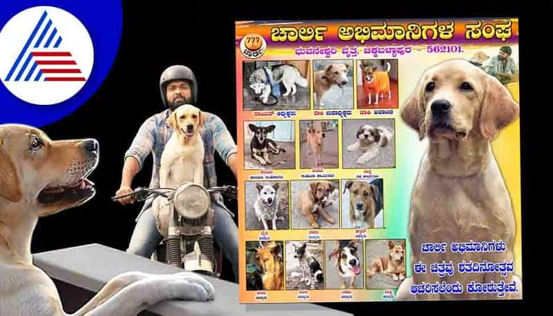 Rakshit shetty 777 charli dog fans club banner in Chikkaballapur goes viral vcs 